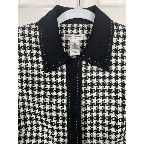 Draper's & Damon's Houndstooth Zip Collard Lined Jacket Blazer Women’s Size 12P - Picture 3 of 8